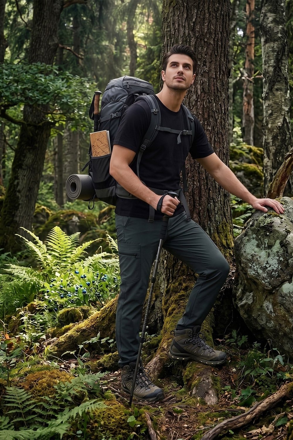 Normal Kalıp Lastikli Bel Su İtici Düz Paça Trekking ve Kargo Erkek Pantolon 693288 FÜME