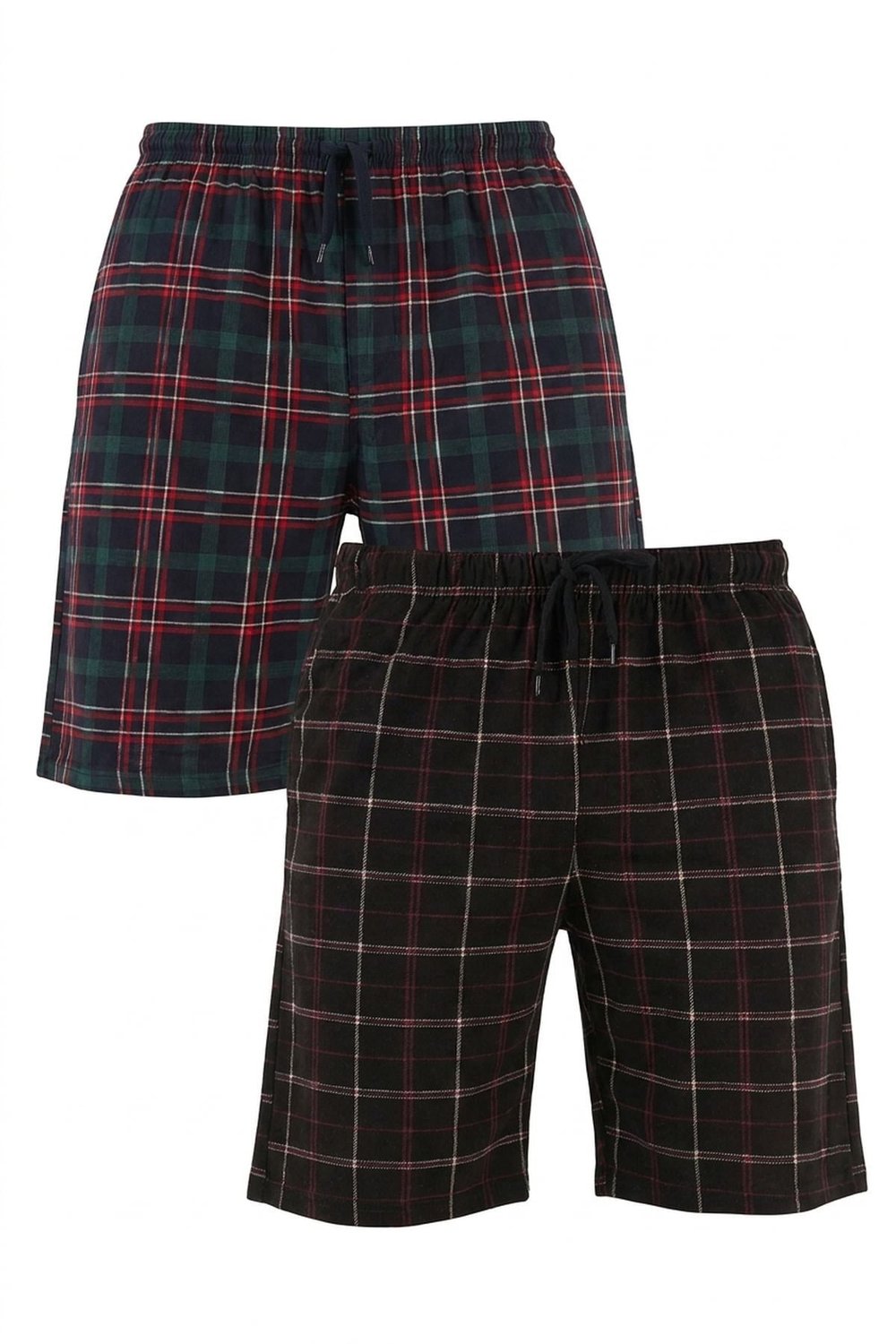 Pamuklu Regular Fit Bağlamalı Cepli 2'li Pijama Paket Erkek Şort 6574004S2 Yeşil-Siyah-Bordo