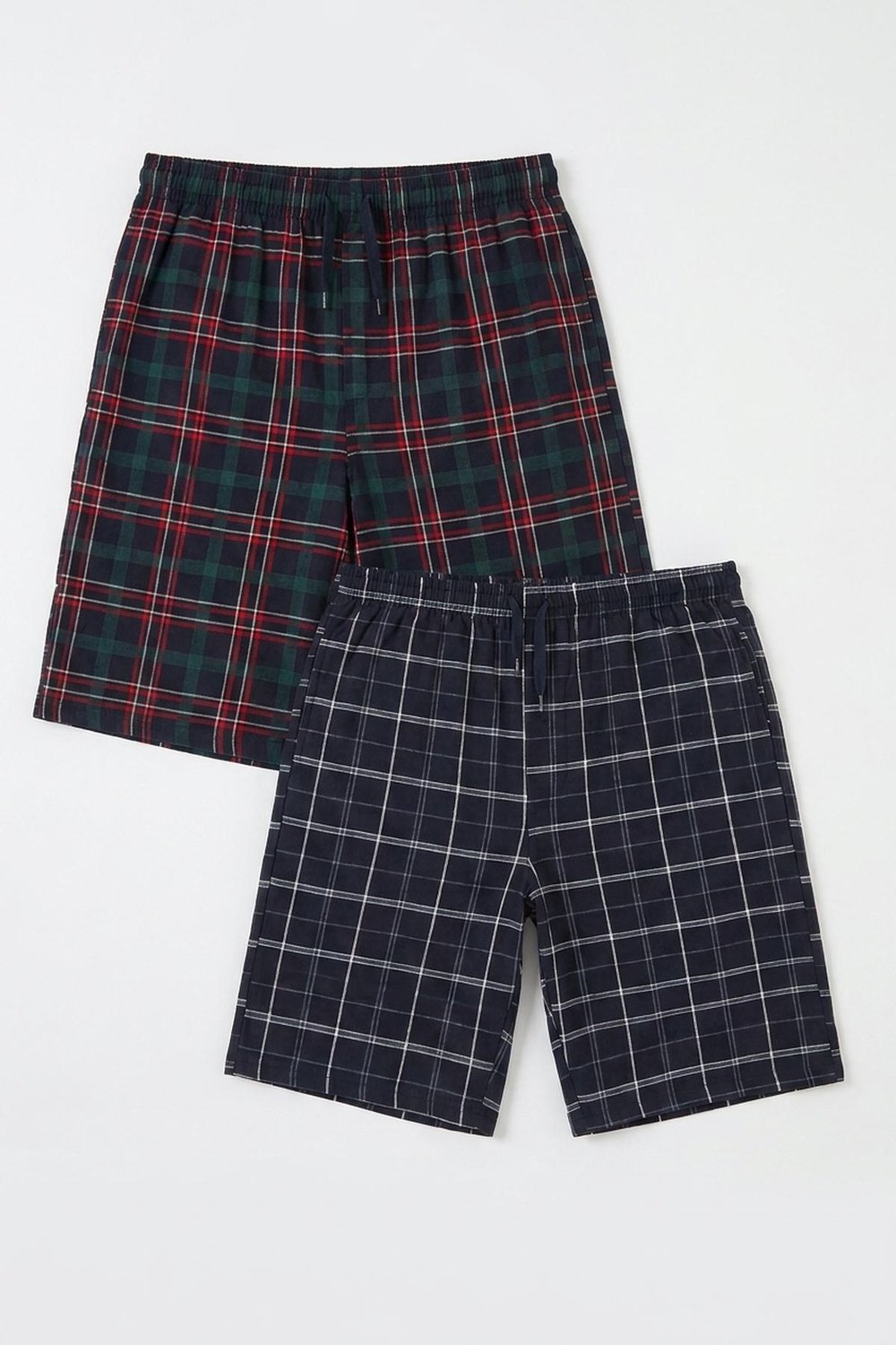 Pamuklu Regular Fit Bağlamalı Cepli 2'li Pijama Paket Erkek Şort 6574004S2 YEŞİL-LACİVERT