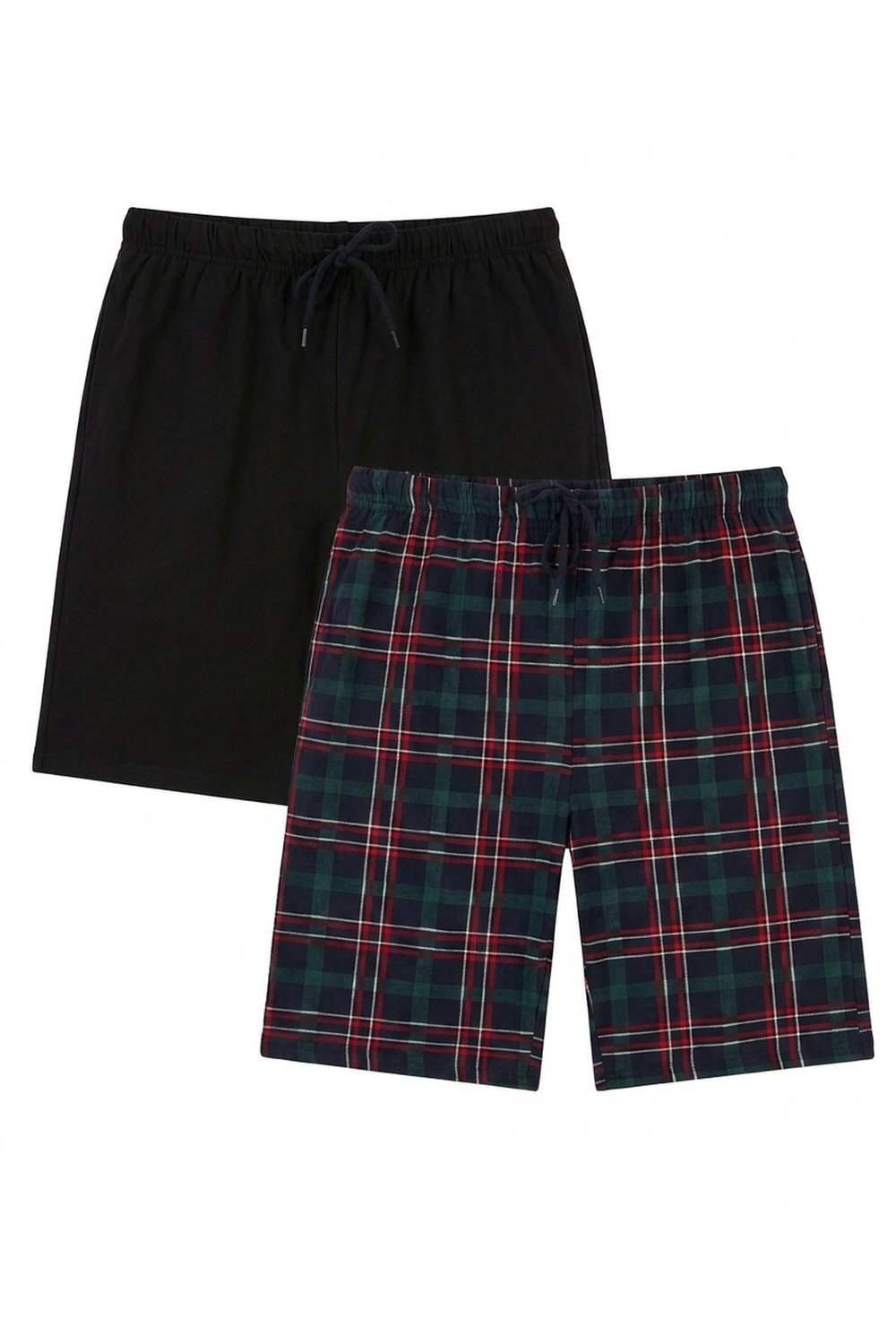 Pamuklu Regular Fit Bağlamalı Cepli 2'li Pijama Paket Erkek Şort 6574004S2 SİYAH-YEŞİL