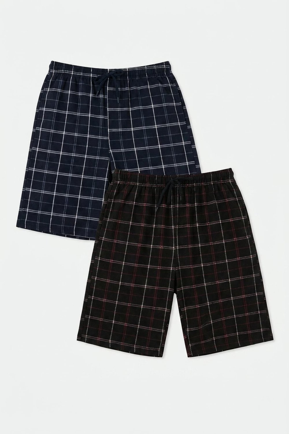 Pamuklu Regular Fit Bağlamalı Cepli 2'li Pijama Paket Erkek Şort 6574004S2 Lacivert-Siyah-Bordo