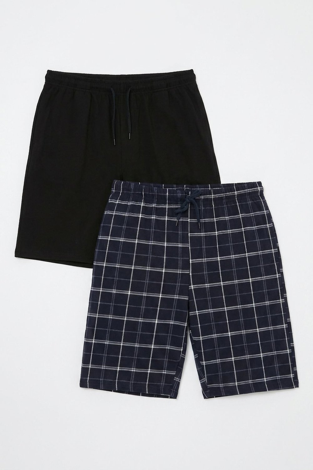 Pamuklu Regular Fit Bağlamalı Cepli 2'li Pijama Paket Erkek Şort 6574004S2 SİYAH-LACİVERT