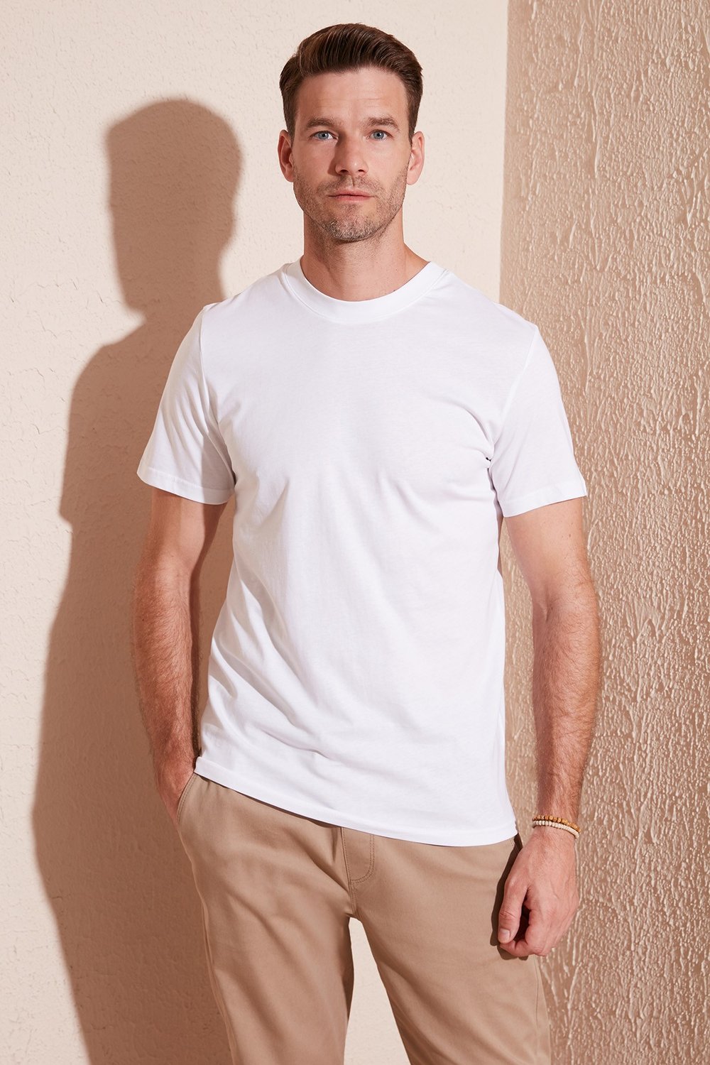 Pamuklu Regular Fit Bisiklet Yaka Basic Erkek T Shirt 59020201 BEYAZ