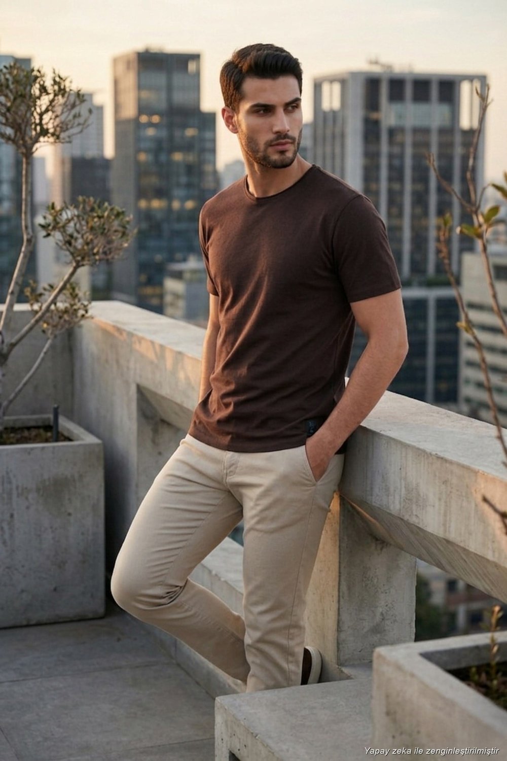 Pamuklu Regular Fit Bisiklet Yaka Erkek T Shirt 5904074 KAHVE