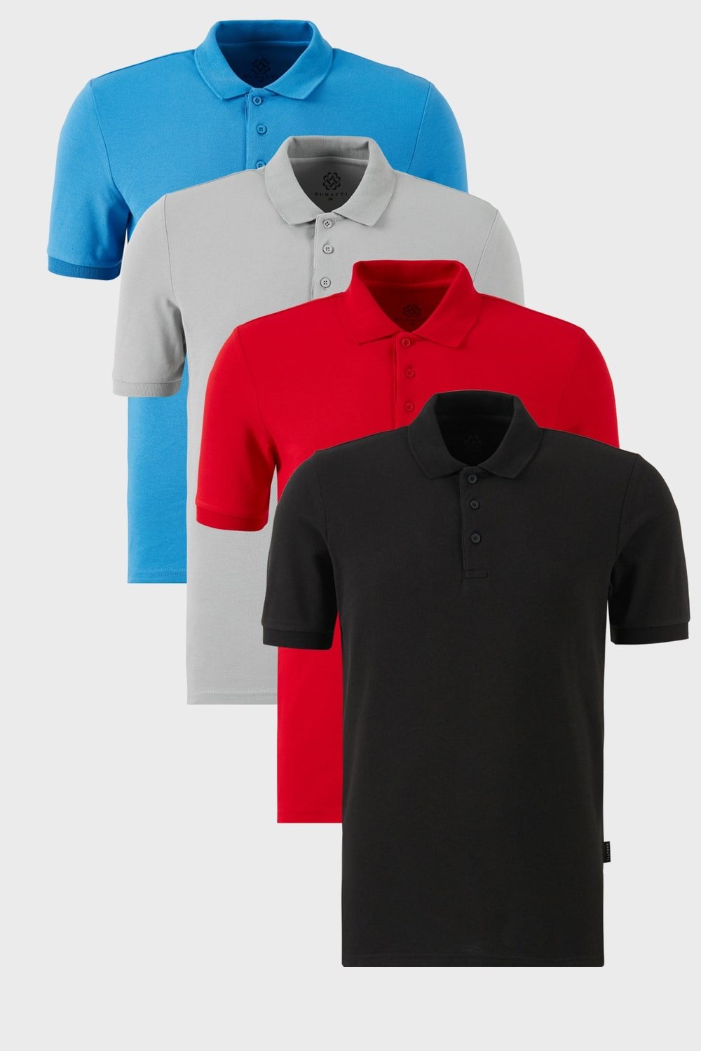 Pamuklu Regular Fit Düğmeli Polo Yaka 4'lü Paket Erkek T Shirt 5902127S4 Siyah-Kırmızı-Koyu Mavi-Kül