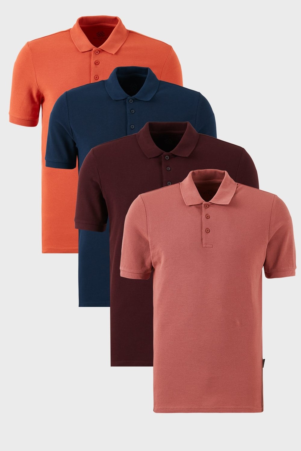 Pamuklu Regular Fit Düğmeli Polo Yaka 4'lü Paket Erkek T Shirt 5902127S4 Vişne-İndigo-Tarçın-Gül