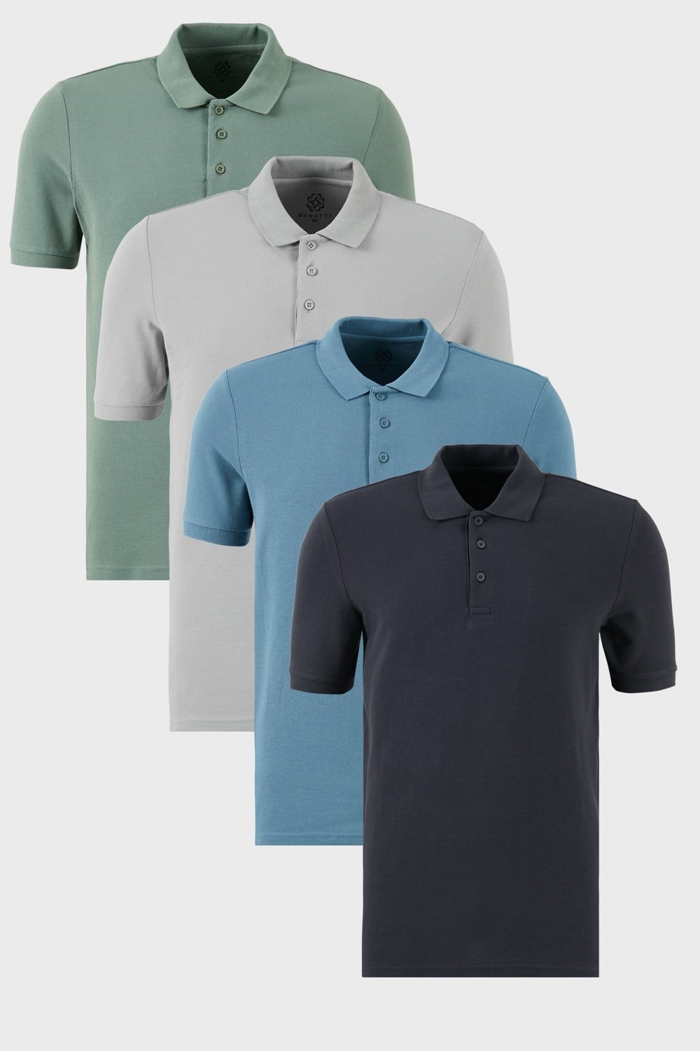 Pamuklu Regular Fit Düğmeli Polo Yaka 4'lü Paket Erkek T Shirt 5902127S4 Antrasit-Mavi-Elma Yeşili-Kül