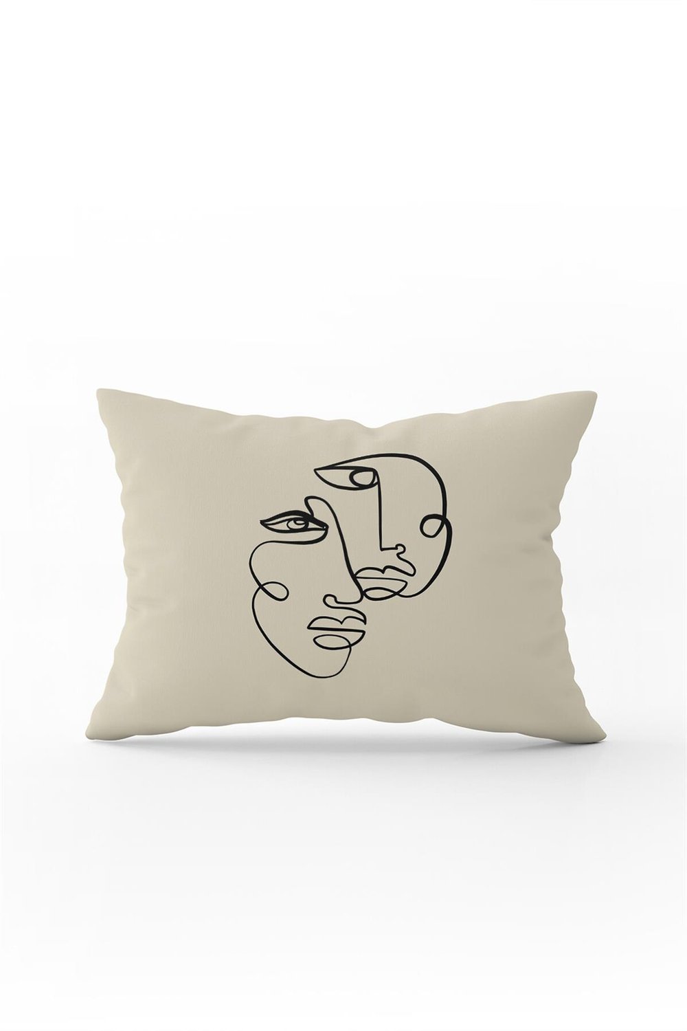 Bej Siyah Modern Silüet Figür Desenli Dijital Baskı Kırlent Yastık Kılıfı CGH512-3550 Çift Tarafı Baskılı