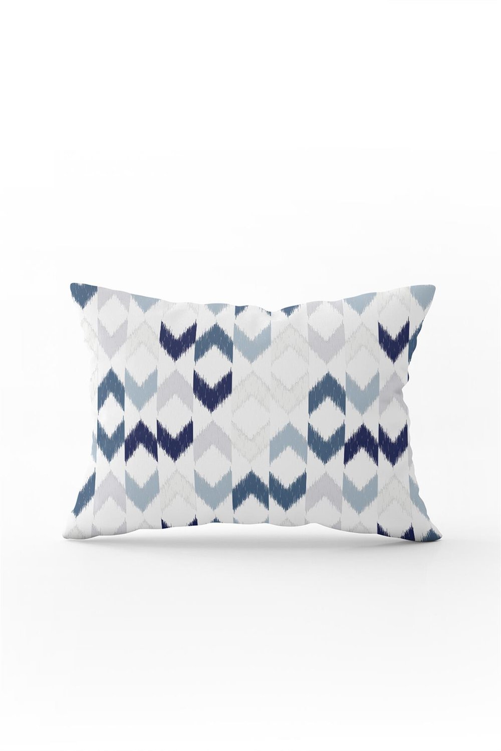 Beyaz Mavi Modern Geometrik Desenli Kırlent Yastık Kılıfı - CGH341-3550 Çift Tarafı Baskılı
