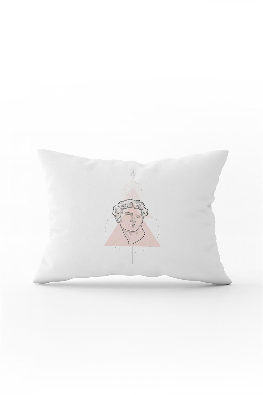 Beyaz Pembe Modern Heykel Figürlü Dijital Baskılı Kırlent Kılıfı CGH541-3550 Çift Tarafı Baskılı