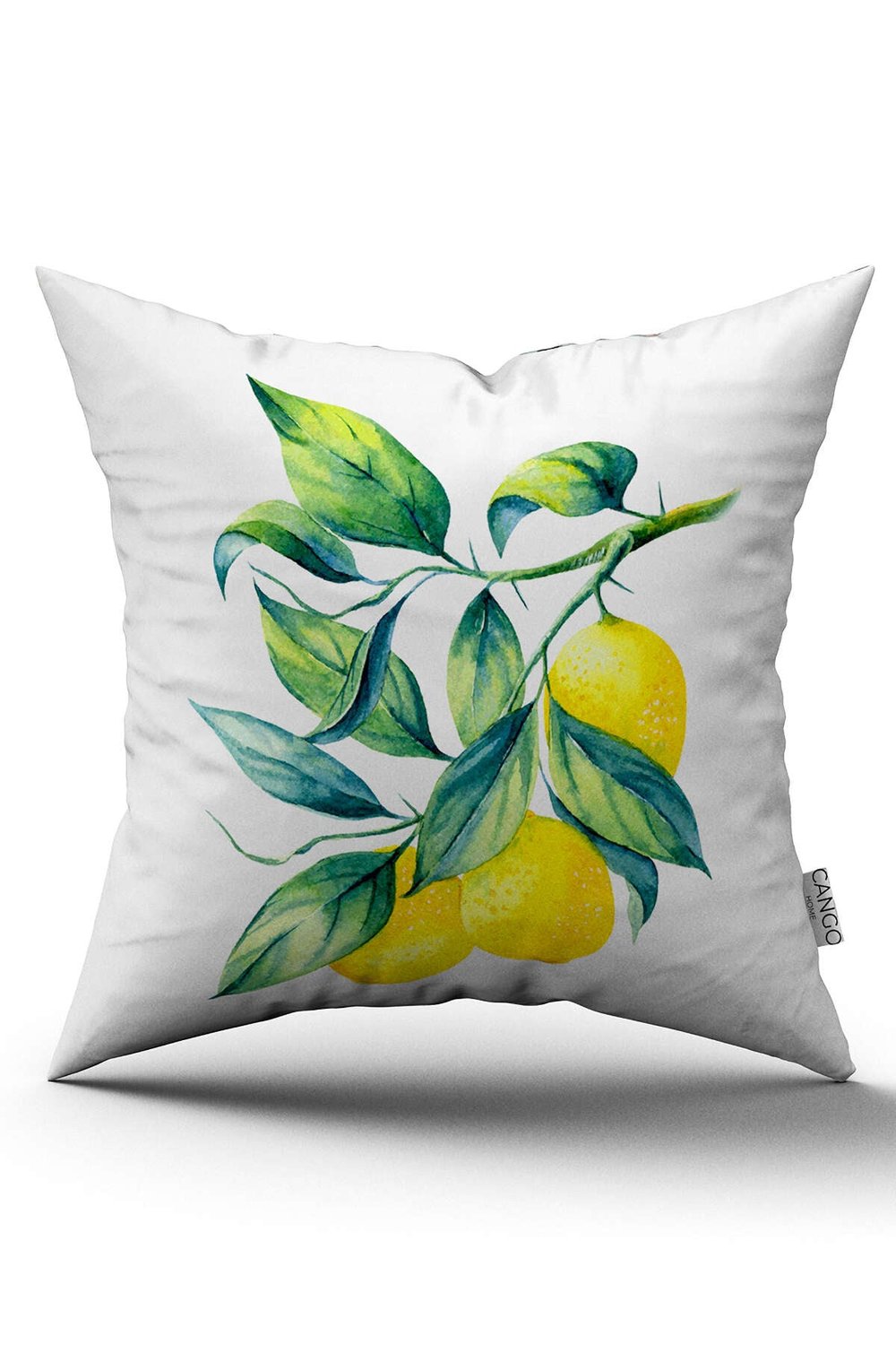 Beyaz Sarı Limon Desenli Dijital Baskılı Kırlent Kılıfı  - OYTYK894