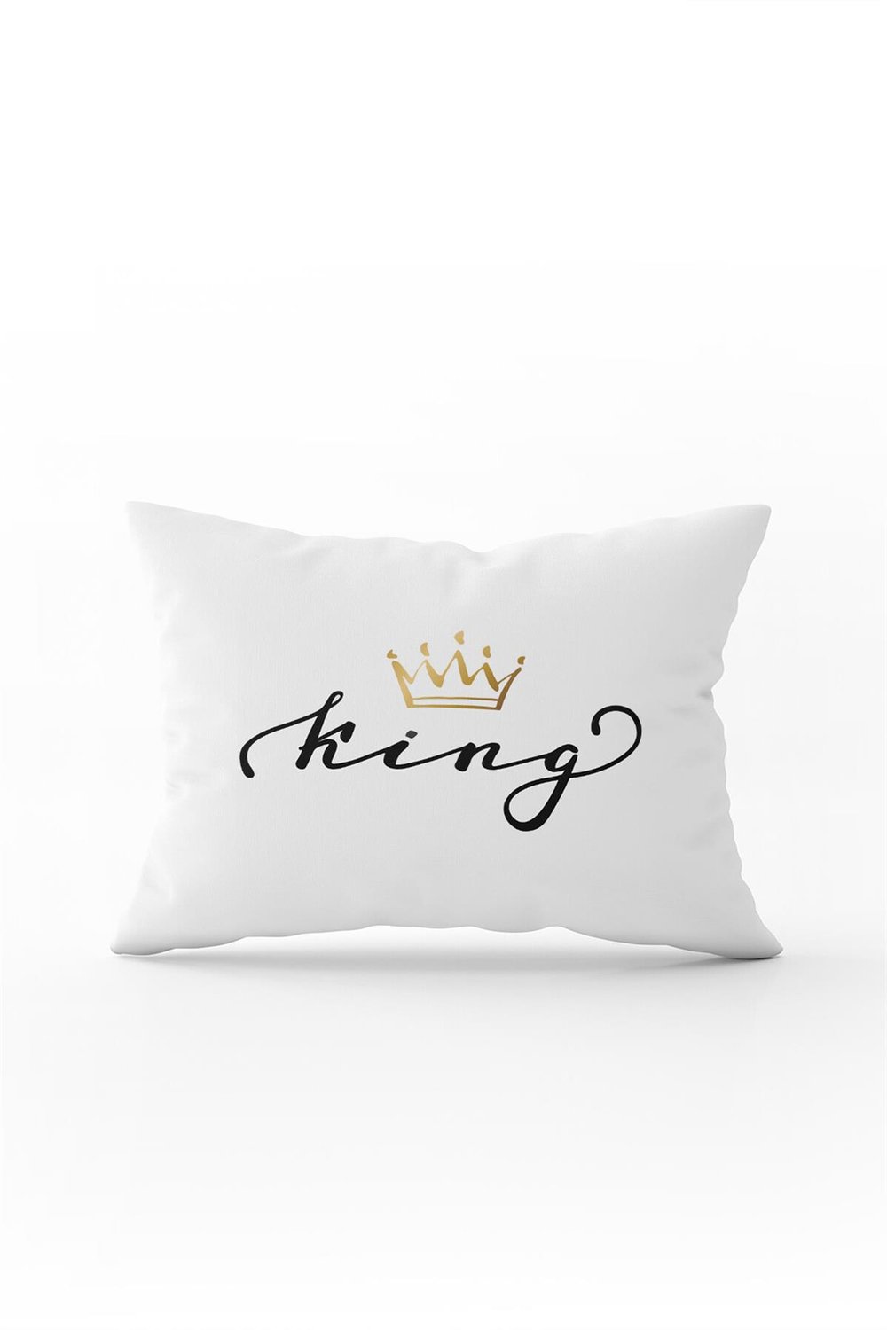 Beyaz Siyah King Kral Dijital Baskılı Kırlent Kılıfı - CGH324-3550 Çift Tarafı Baskılı
