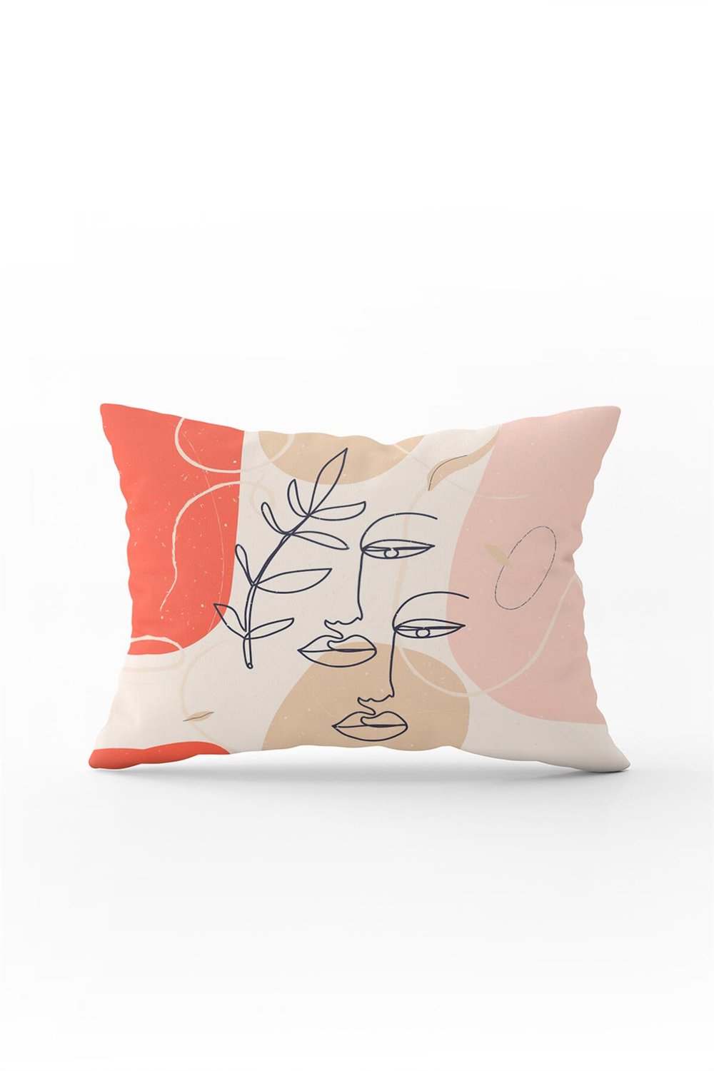 Beyaz Siyah Modern Silüet Figür Desenli Dijital Baskı Kırlent Yastık Kılıfı CGH510-3550 Çift Tarafı Baskılı
