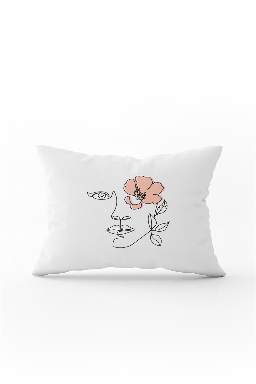 Beyaz Siyah Modern Silüet Figür Desenli Dijital Baskı Kırlent Yastık Kılıfı CGH524-3550 Çift Tarafı Baskılı
