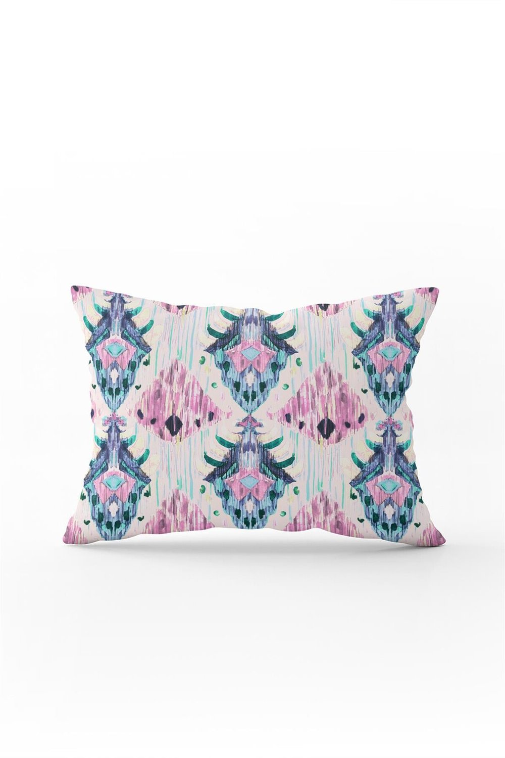 Çift Taraflı 35x50 Pembe Mavi Etnik Dekoratif Kırlent Yastık Kılıfı - CGH183-3550