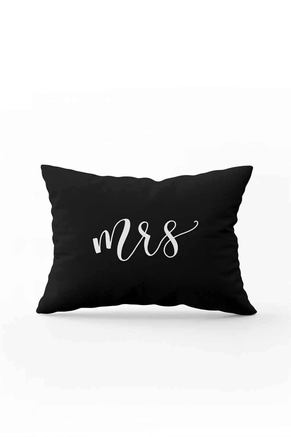 Çift Taraflı 35x50 Siyah Beyaz Mrs. Kadın Dijital Baskılı Kırlent Yastık Kılıfı - Siyah - CGH320-3550
