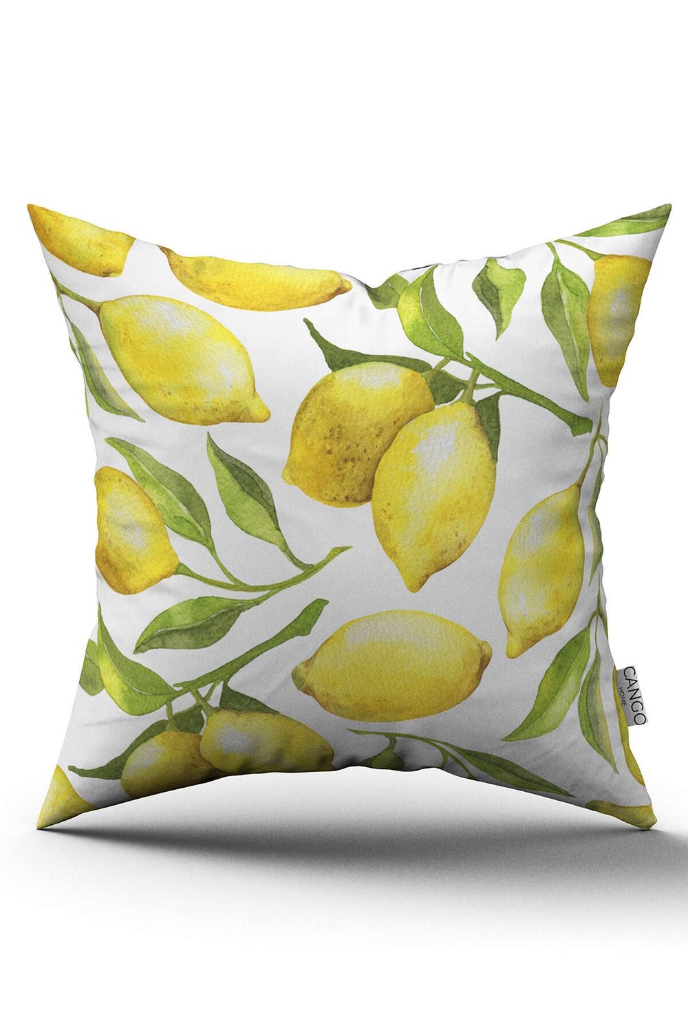 Çift Taraflı Beyaz Sarı Limon Desenli Dijital Baskılı Kırlent Kılıfı - OYTYK896-CT