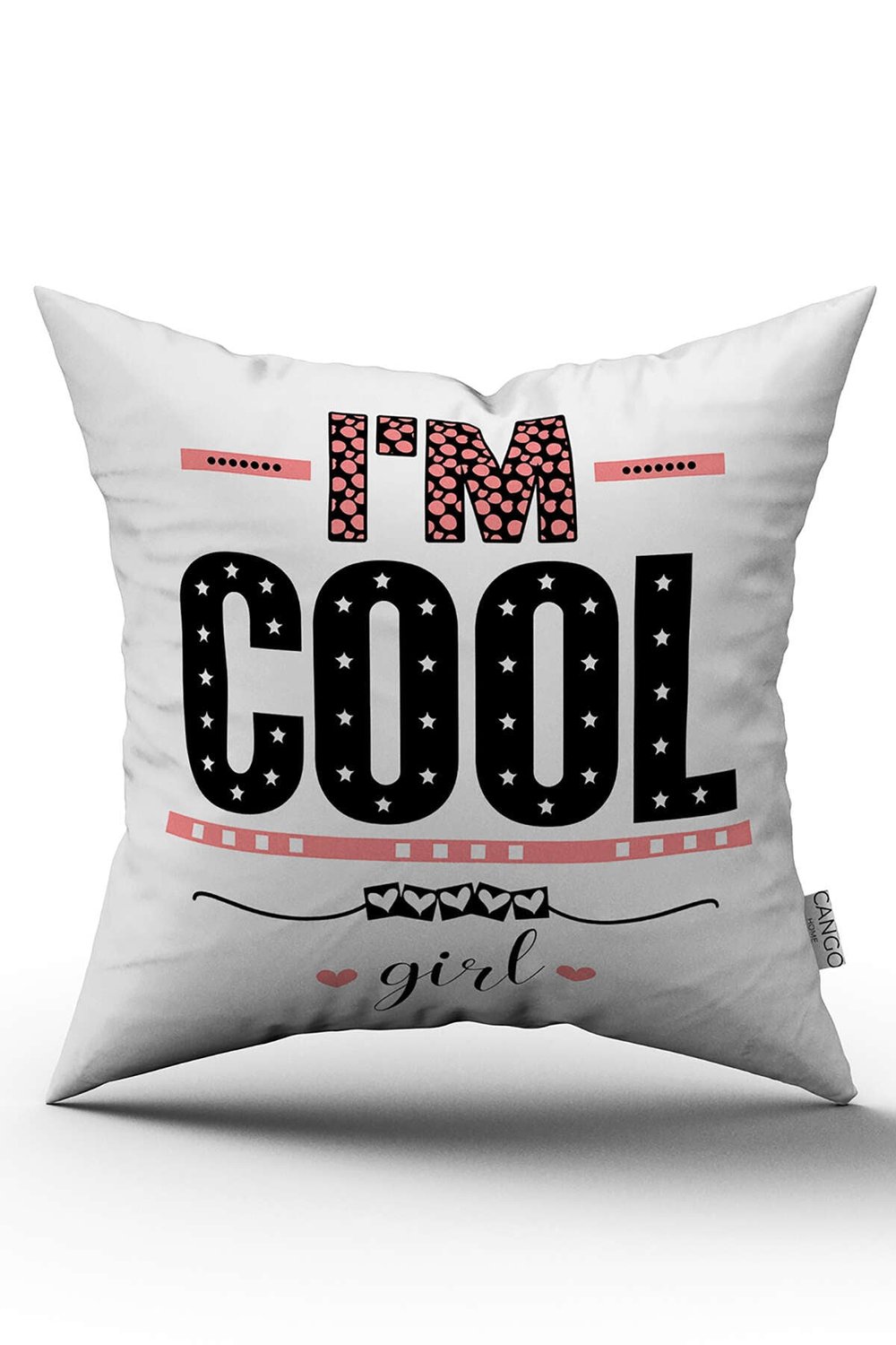 Çift Taraflı Beyaz Siyah IM COOL Yazılı Modern Dijital Baskı Kırlent Yastık Kılıfı - CGH390-CT