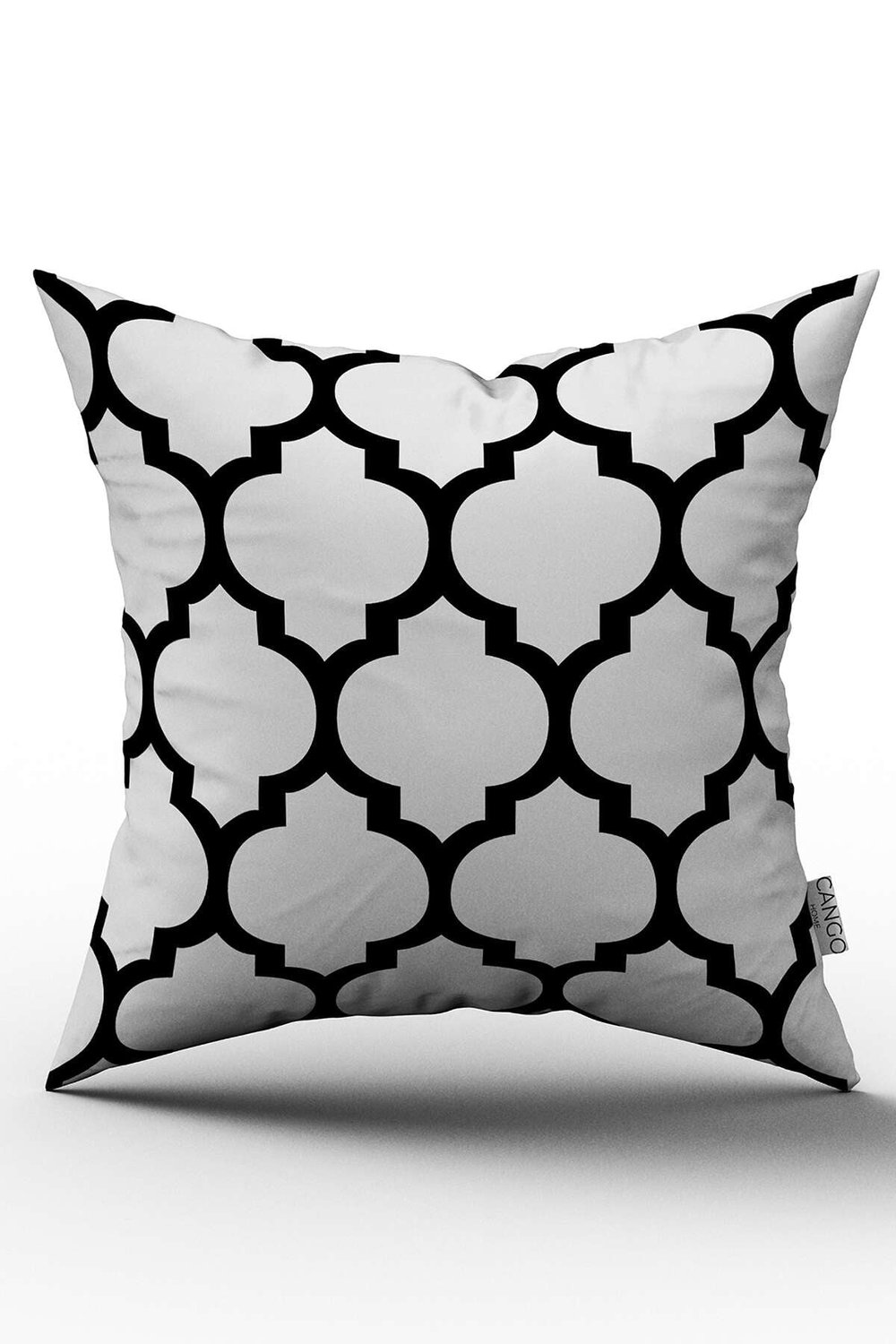 Çift Taraflı Beyaz Siyah Modern Geometrik Desenli Dijital Baskılı Kırlent Kılıfı - OTYK551-CT