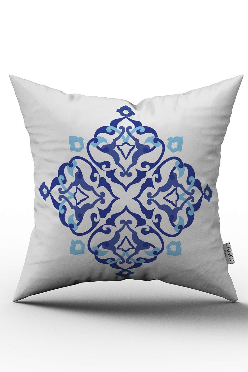 Çift Taraflı Mavi Etnik Motif Desenli Dijital Baskılı Kırlent Kılıfı - OTYK506-CT