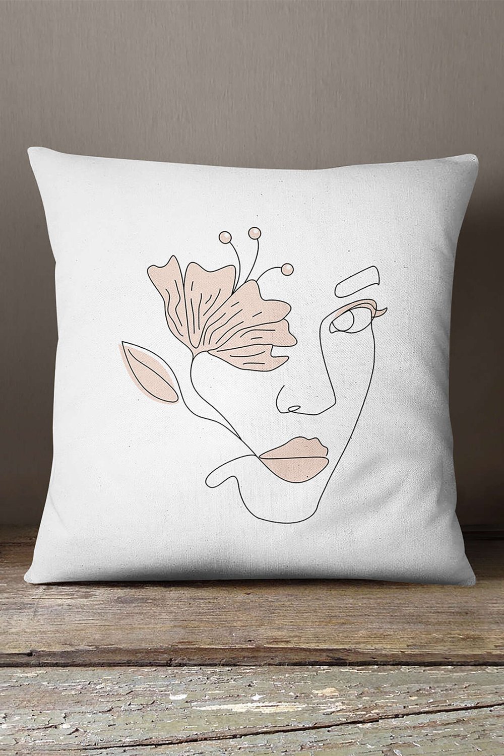 Kadife Babyface Beyaz Siyah Modern Silüet Figür Desenli Dijital Baskı Kırlent Yastık Kılıfı CGH527