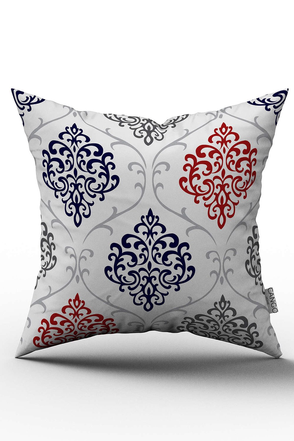 Mavi Kırmızı Damask Desenli Dijital Baskılı Kırlent Kılıfı  - OTYK451