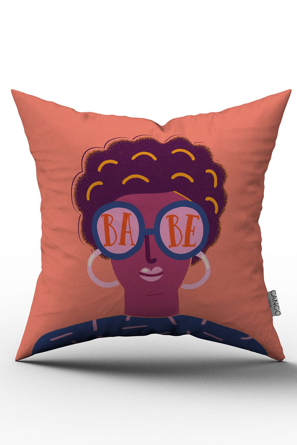 Pembe Mavi Modern Figürlü Kırlent Yastık Kılıfı - CGH168