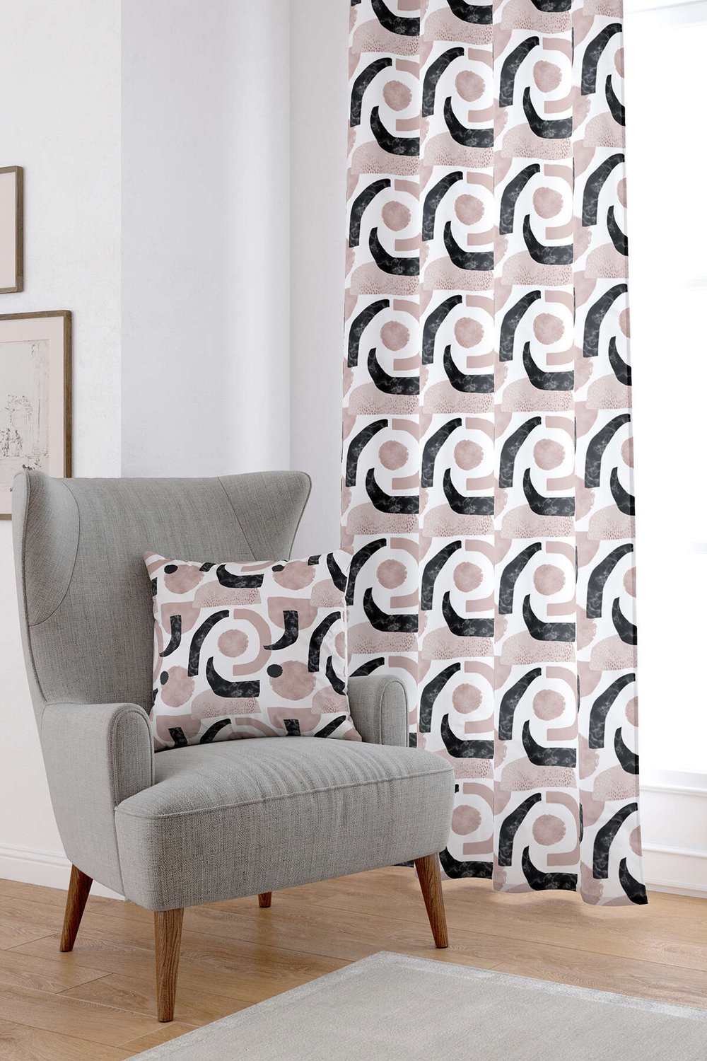 Pembe Modern Dijital Baskılı Perde CGH492-PR