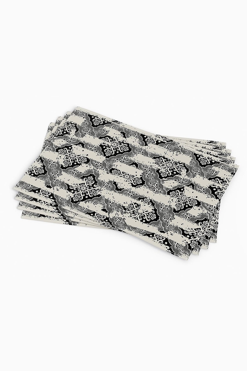Siyah Krem Damask Desenli Dijital Baskılı Amerikan Servisi 4'lü Set CGH099-AS