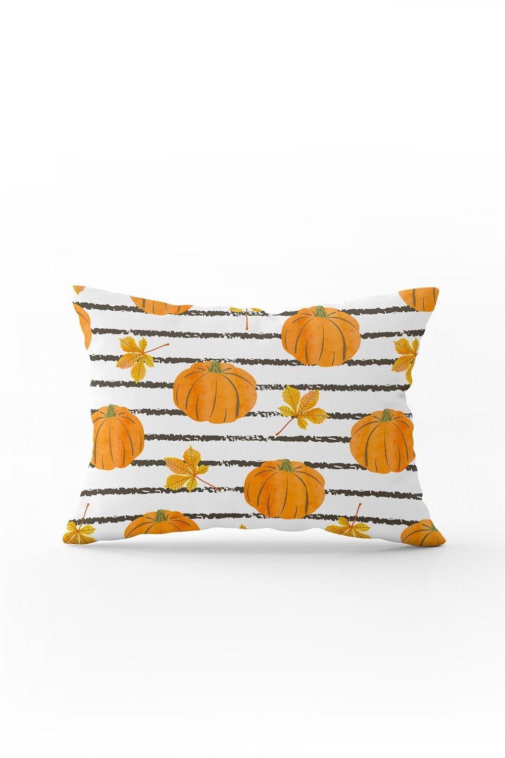 Turuncu Halloween Balkabağı Desenli Dijital Baskılı Kırlent Kılıfı CGH761-3550 Çift Tarafı Baskılı