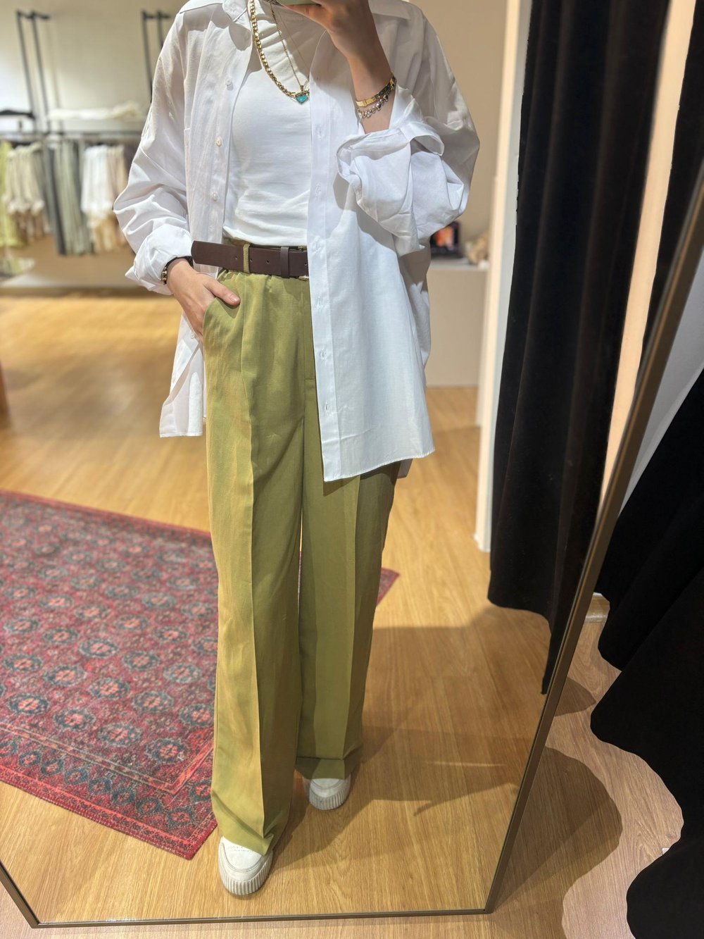 KEMERLİ KETEN KARIŞIMLI PANTOLON