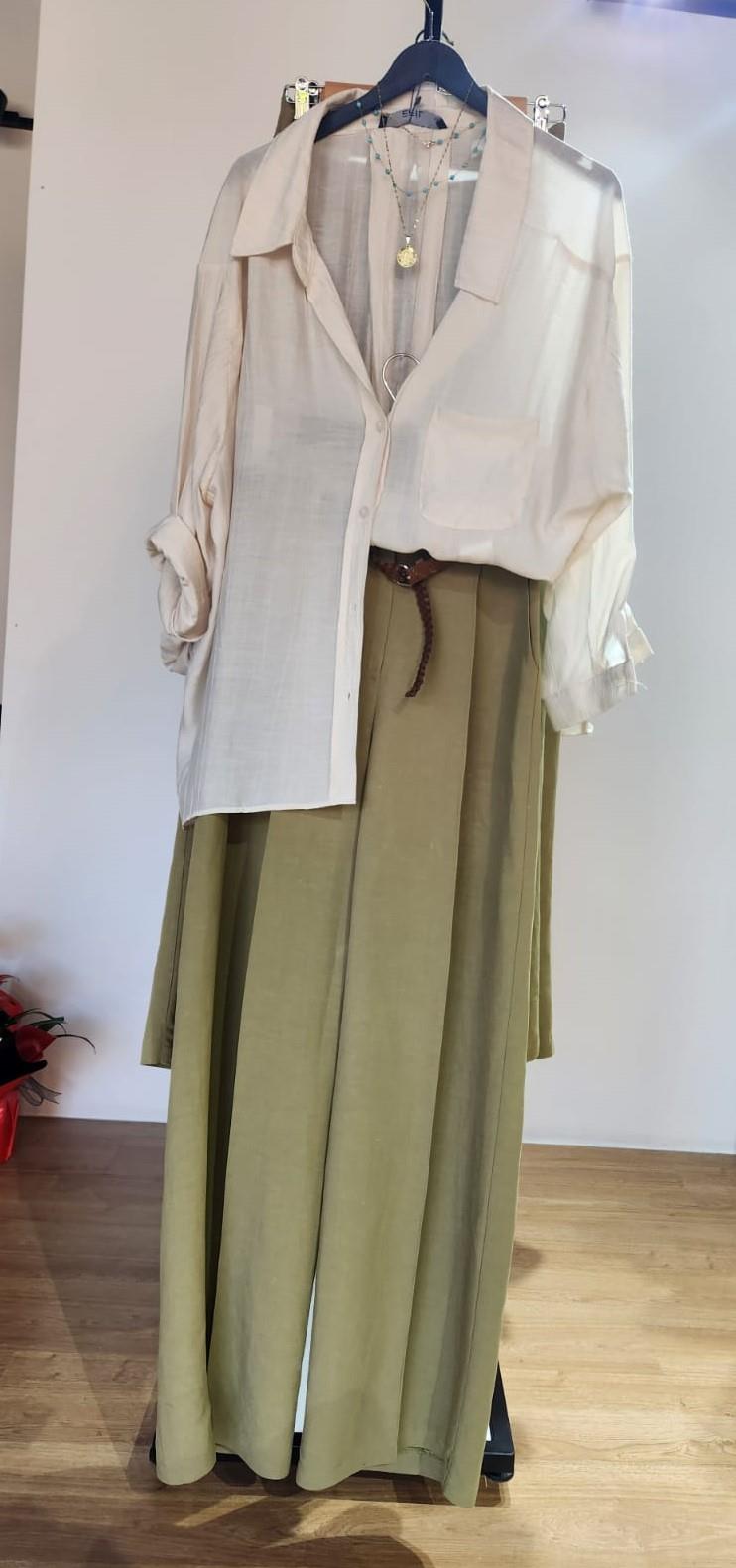 KEMERLİ KETEN KARIŞIMLI PANTOLON