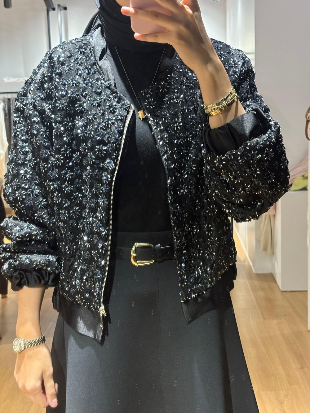 TAŞ İŞLEMELİ BOMBER CEKET