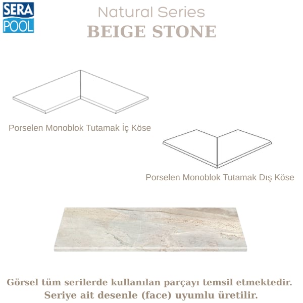 Beige Stone Porselen Monoblok Tutamak 90° KöşePorselen TutamakSerapoolBSKOSE
