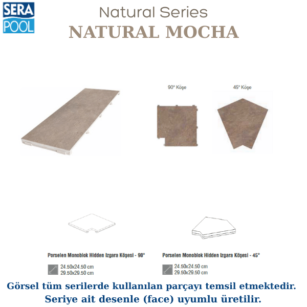 Natural Mocha Porselen Monoblok Izgara Köşe ParçasıPorselen IzgaraSerapoolNMKOSEGM