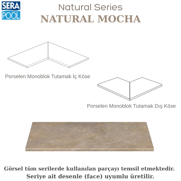 Natural Mocha Porselen Monoblok Tutamak 90° KöşePorselen TutamakSerapoolNMKOSE