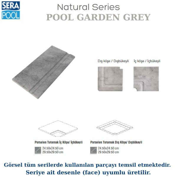 Pool Garden Grey Porselen Tutamak Köşe İç/Dış BükeyliPorselen TutamakSerapoolPGGKOSEHB