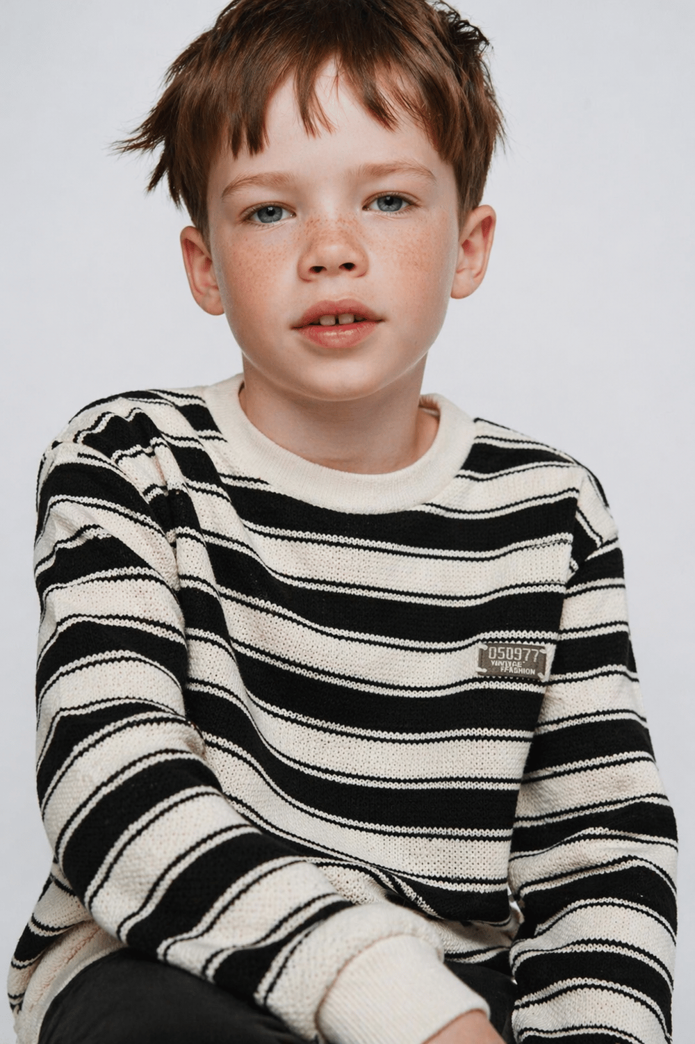325322Erkek Çocuk Geniş Çizgili Sweatshirt 3-8 Yaş -325322