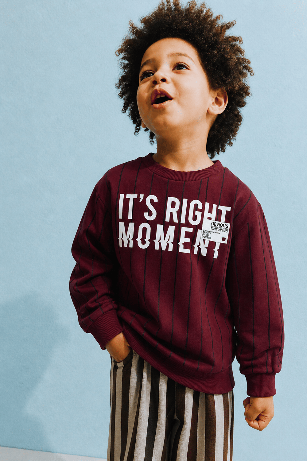 325359Erkek Çocuk 3 İplik Çizgili Baskılı Sweatshirt 9-14 Yaş -325359