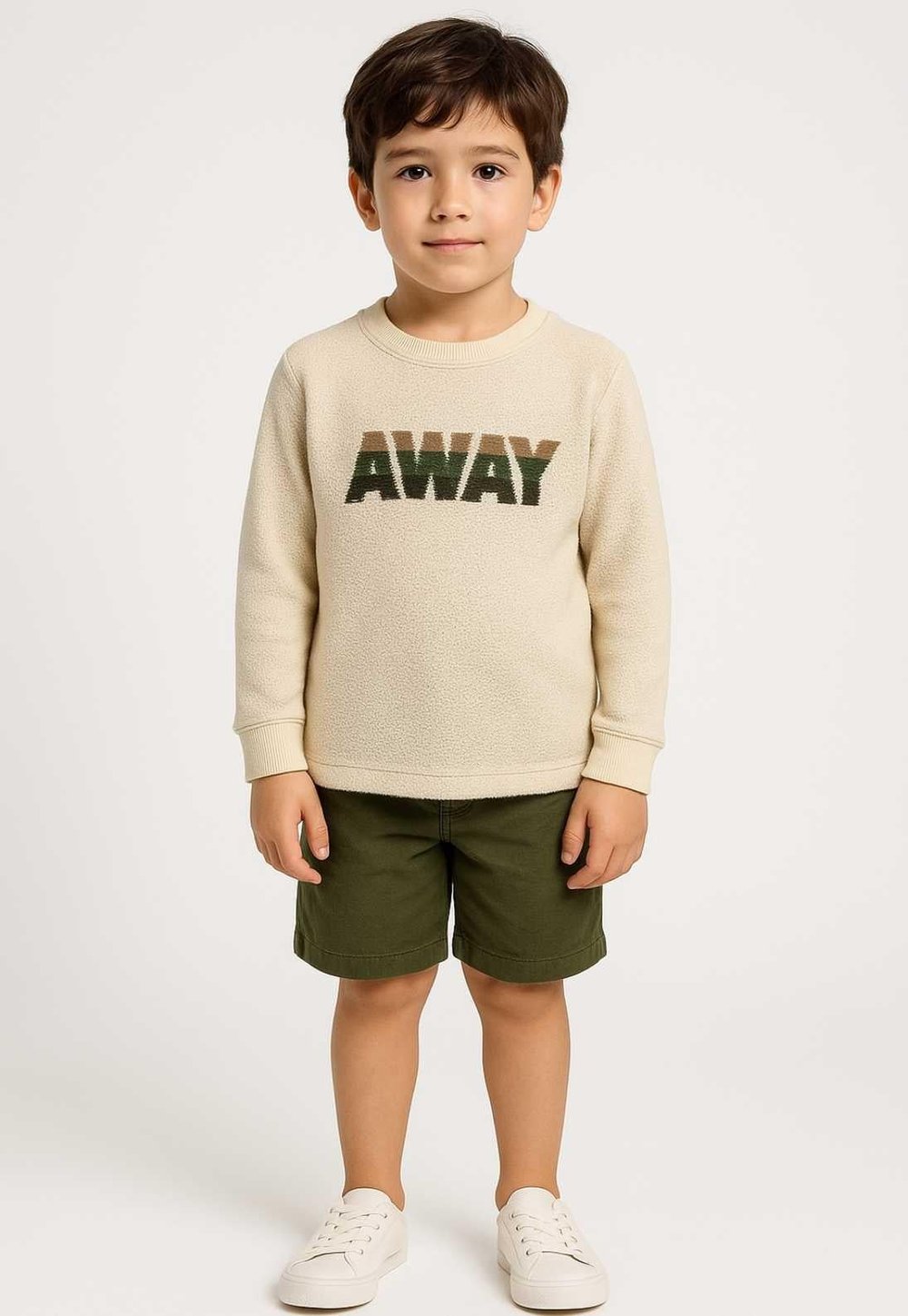 Erkek Çocuk Away Yazı Desenli Uzun Kollu Sweatshirt 3-8 Yaş 126318