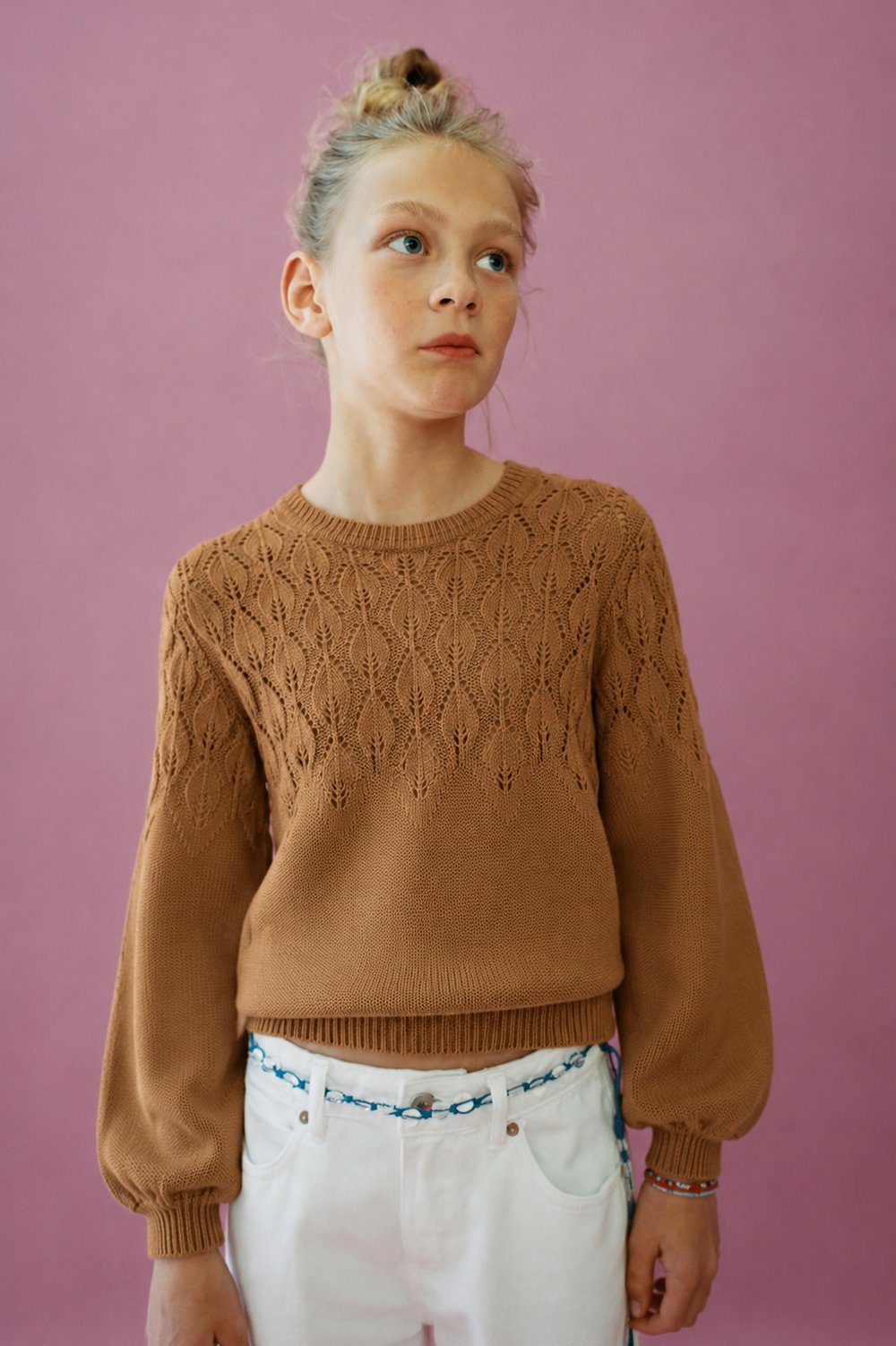 Girls Balloon Sleeve Knit Sweater Ages 6–16 – 422410