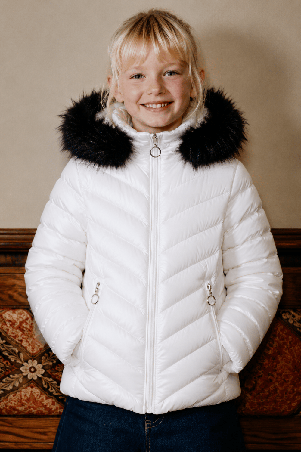Girl Child Hooded Uzun Şişme Mont 6-16 Years 422504
