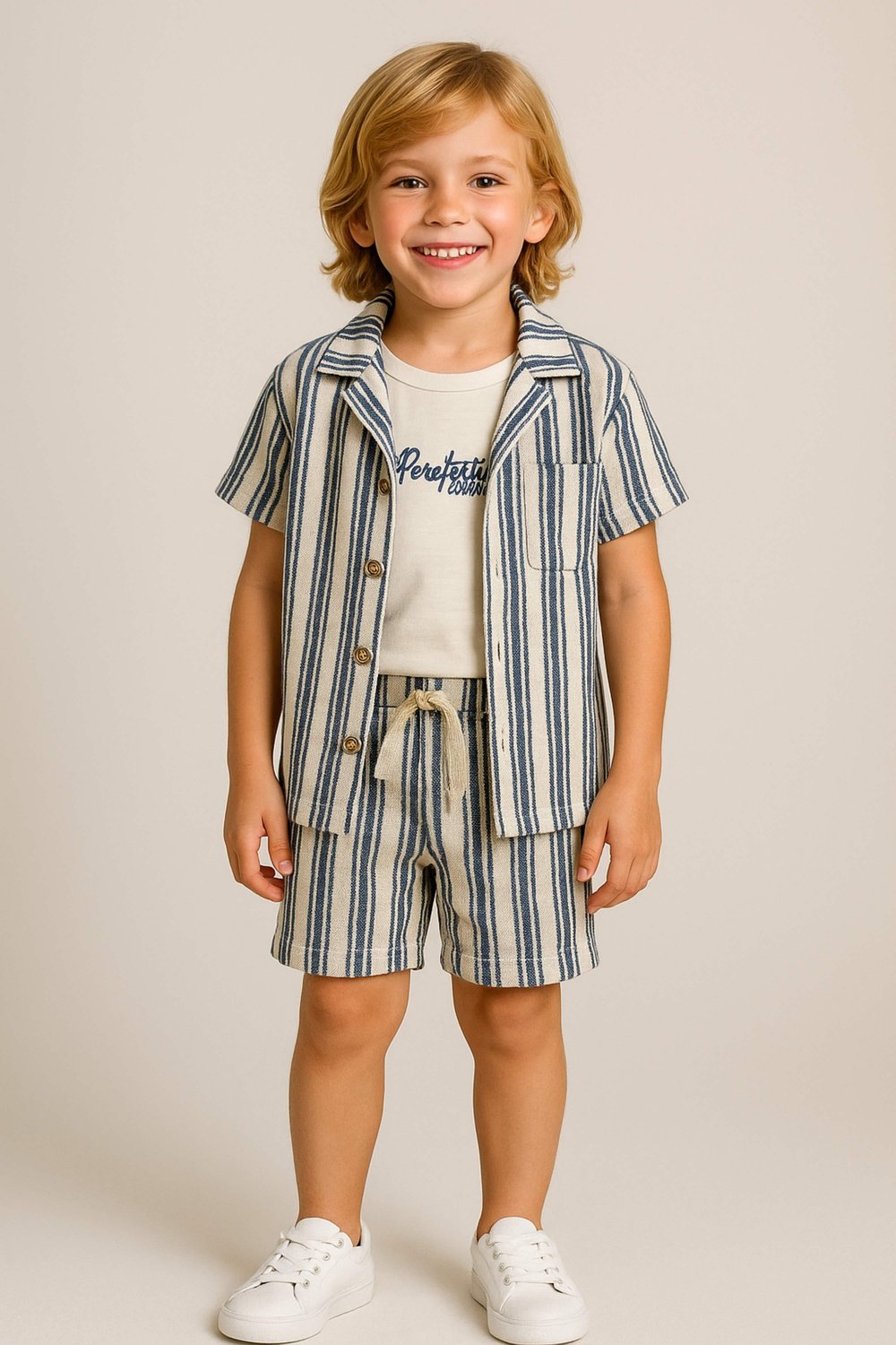 Erkek Çocuk Apaş Yaka Çizgili Takım 3-8 Yaş 126612