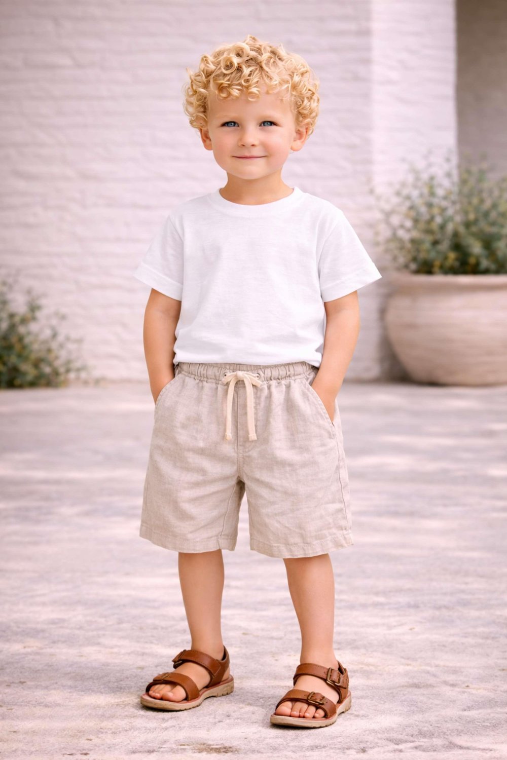 Boys Thin Striped Linen Shorts Ages 1–5 – 124220
