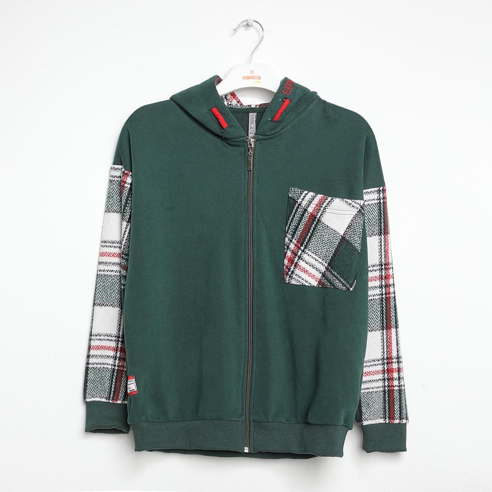 Boy Child Ekose Patterned Hooded Sweatshirt 6-16 Years 322307