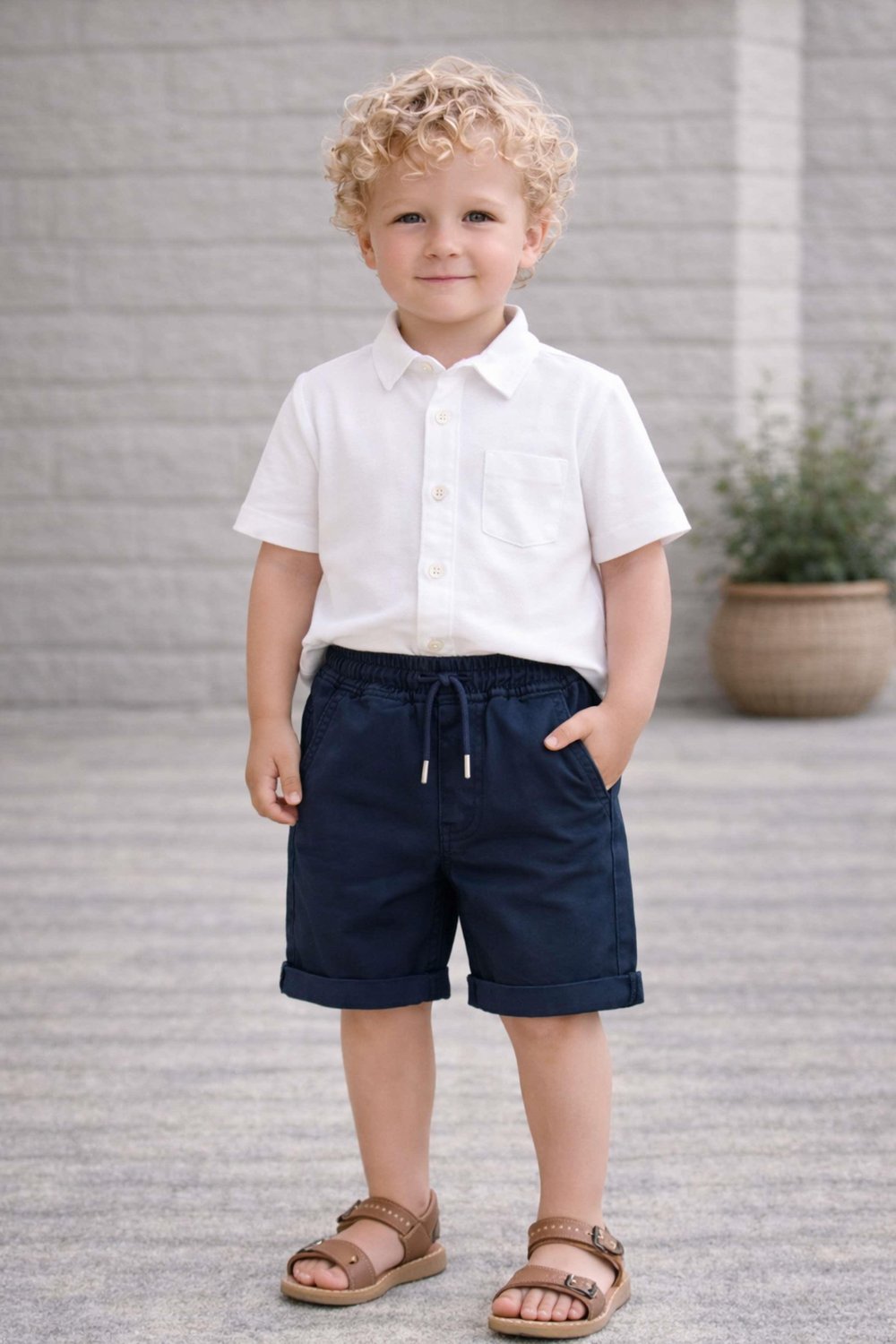 Boys Elastic Waist Gabardine Shorts Ages 6–16 – 123215