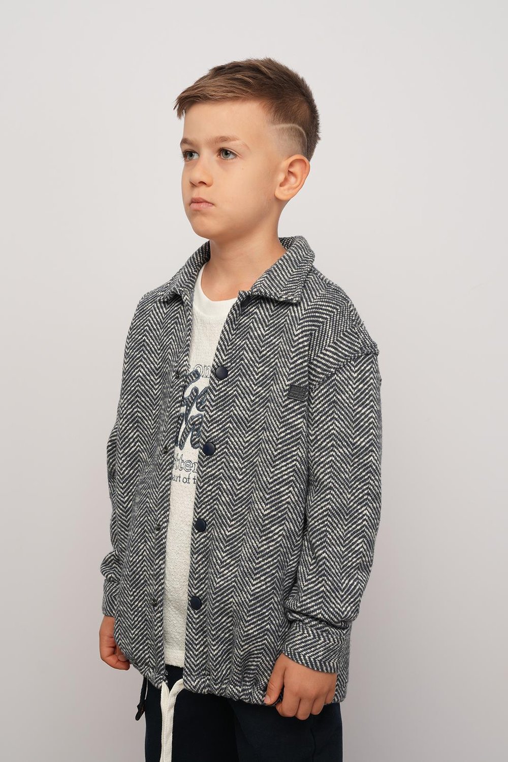Boy Herringbone Knitted Snap Shirt 3-8 Years -325115