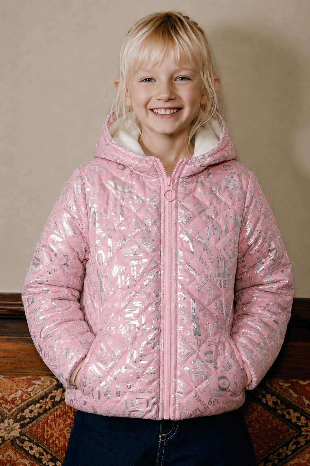 Girls Printed Long Coat Ages 1–5 – 422502
