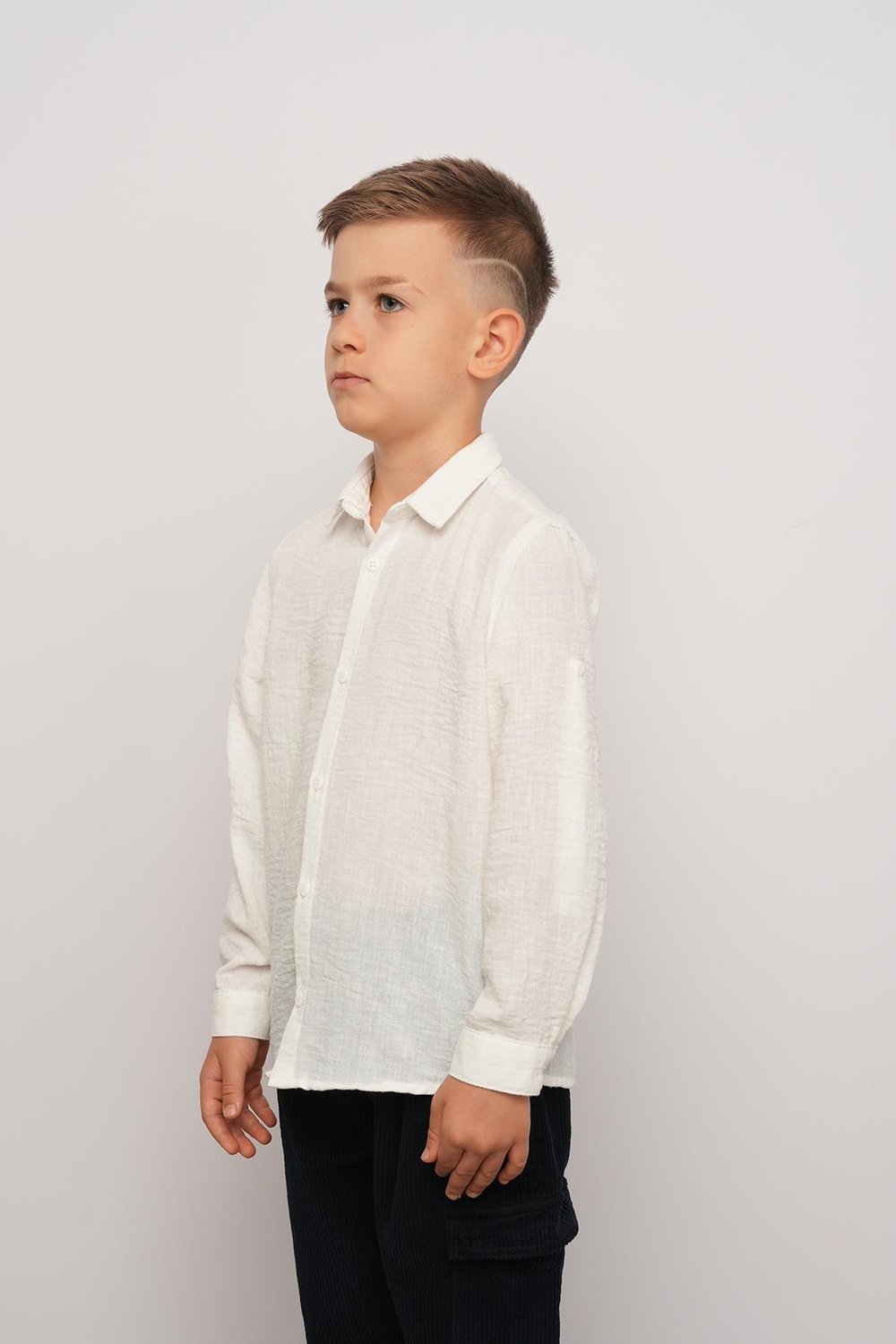 Boy Linen Plain Shirt 3-8 Years -325117