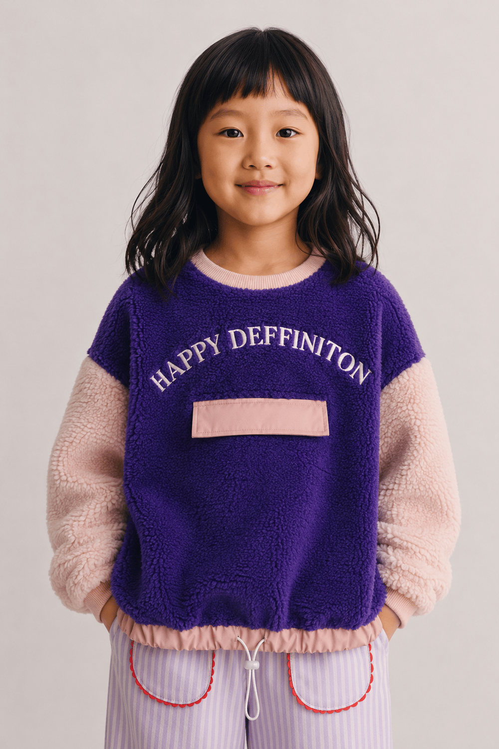 Kız Çocuk Peluş Garnili Sweatshirt 1-5 Yaş